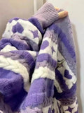Purple Heart Print Stripe Sweater- Outfit