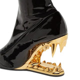 Metal High-Heeling Hollow Tusk Giant Tooth Tiger Tooth Alien And Knitted Elastic Short Boots Socks Women's