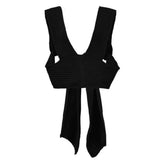 2021 Sleeveless Knitted Crop Sweater Sexy Autumn Summer Fashion Vest Black Casual White Jumper Top Female