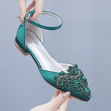 And Summer 2 Cm Flat Hedley Casual Sharp In The Hollow Sandals Square With Shallow Mouth Water Drill Buckle Bridal Shoes Wedding