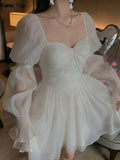Elegant Chic Fairy Dress Women Princess Birthday Party Dresses Autumn New French Trend Lantern Sleeved Holiday