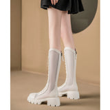 Net Boots In 2025 New Soft Leather, Breathable Platform Sandals, Tied With Mesh Knight