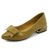 Brand Shoes Thick Heel Ladies Pumps Genuine Leather Pointed Toe Colorful Square Heels Party Handmade Shoes