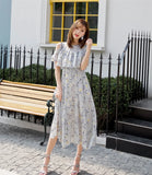 Zingj Chiffon Dress Summer Dress Slim And Fresh Medium And Long Women Open Shoulder Beach