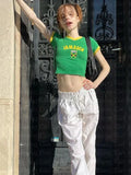 2024 Summer Summer Short-Sleeved T-Shirt Y2K Round Collar Clothing Bottom Women's