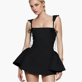 Black Tie Up Strap Corset Mini Dress- Outfit
