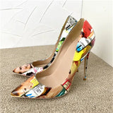 Gradient Women Pointy Toe Glossy Stiletto Pumps Sexy Ladies High Heel Party Dress Shoes Plus Size 10 11 QP151