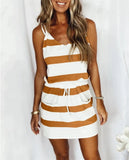 Summer Women's Loose Printed Striped Camisole Long