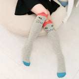 1 Pair 2018 Girls Knee High Socks Animal Cotton Knit Over Calf Socks for Kids Teens Cute Cartoon Children Socks