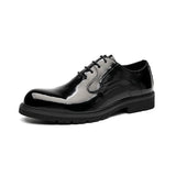 Zingj Patent Leather Men Business Casual Leather Shoes Wide Foot Shoe Thick Platform Bright Top Trend Derby Shoes
