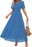 Women's V-Neck A-Shaped Hollow Lace Cake