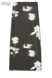 Printed Tulle Skirt Woman High Waist Mesh Skirt Sets Elegant Long Skirts For Women Fashion 2023 Autumn Winter