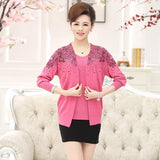Set 2 Pieces Women Sweaters Tops Floral Tee Shirt + Blouse Suits Autumn Winter Pullovers Femme Plus Size 3XL Top