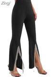 Waist Pants For Women Hollow Out Skinny Long Trousers 2023 Fashion New Solid Streetwear Female Split Flare Pants Ropa
