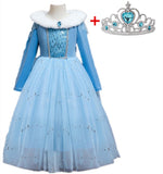 Halloween Costume for Girls Children Clothing Princess Dress Girl Birthday Cosplay Clothes Belle Dress Send Crown New