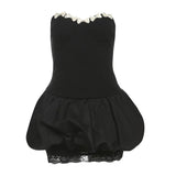 Winter Women's New Fashion Hottie Bump Color Palming Body Splicing Flower Boobs Dress