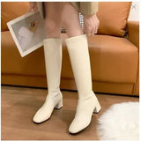 Zingj Knee Boots Female 2023 Autumn Winter New British Style Fashion Small Show Thin Tall Heel Knight Female Boots-Outfit