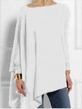 Sleeve Irregular Solid Color Pullover T-shirt Casual
