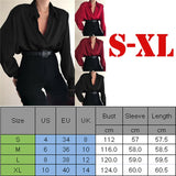 Fashion Autumn Women Blouse Shirt Lapel Long Sleeve Solid Black Red Ladies Blouse For Women Female Top