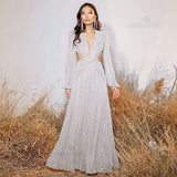 V-Neck Backless Hollow Out Dress 2022 Summer Women Long Lantern Sleeve Club Party Long Maxi Dresses Vestidos De Festa