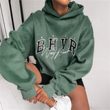 Letter Print Loose Oversized Hoodies Women Men Long Sleeve Sweatshirt Hooded Sweater Female Coat Winter Autumn