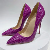 Women super pumps 12cm high heel thin stilettos pointed toe slip on party 10cm 8cm fashion snakelike sexy shoes YG047