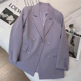Taro Violet Silove Suit Jacket Woman 2025 Spring New Korean Design Sense Niche Fashion Small
