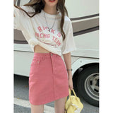 Summer Women's New Candy-colored Denim Skirt Korean Version High-waisted Slim All-match Retro Hip A-line