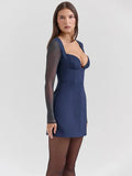 Long Sleeve Plunge Neck Mini Dress- Outfit