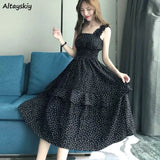 Women Elegant Dot Fashionable Chiffon Casual Korean Style Sleeveless Spaghetti Strap Summer Femme Soft Stylish Basic
