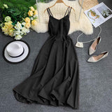 Sexy Spaghetti Strap Long Dress Women Elegant Backless Dresses Vintage Beach Party Maxi Dress Robe