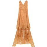 Zingj Women's Wear Xinjiang Qinghai Tibet Desert Island Travel Chispon V-Neck Orange Open Back And Drag Tail