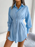 Casual Lantern Sleeve Waist-tight Asymmetric Shirt Women's