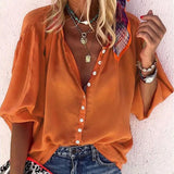 Solid Oversized Loose Shirt Vintage Button Tunic Summer Tops and Blouses Women's Clothing blusas mujer de moda
