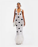 Summer New Women's Personality Round Dot Knitted Long Tweed Sling Dress