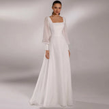 Small White Dress Engagement Dress 2025 New Simple Trend Of The Set Of Cream Design White Square Collar Daily