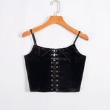 Sale 2021 Balck Vest Women Bandage Cross Up Tank Tops Summer Ladies Sexy Sleeveless Crop Top Casual V-Neck Short