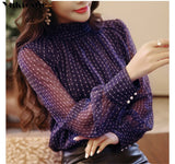 woman top blusa mujer lace chiffon blouse women shirt long sleeve womens tops and blouses ladies plus