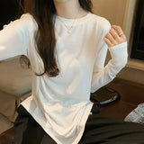 T-Shirt With Round Neck And Shoulder For Women In Autumn, The New Irregular Bottom Has A Niche Coat With A Sense Of