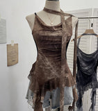 Vietnamese Niche Hot Girls Unristered Ribbon Vest Repair Hanging Neck Short Sling