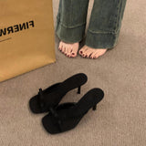 Thin High Heel Slippers Bow Sandals Women 2025 New Summer Wearing Toe Toe Heightening Muller Shoes