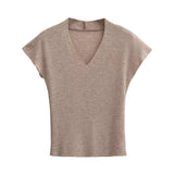 Zingj Trendy Women's Dress Spicy Girls' Sexy Slim Figure Thin Style Simple Large V Collar Hairy-Edged Short-Sleeved