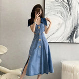 Sister Fan Bumps The Big Collared Waist A Dress 2025 Thin Early Autumn Dress Open The Cowboy