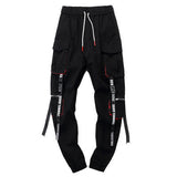 Tide Ribbon Strap Foot Overalls Men's Tide Brand Personality Hip-Hop Multi-Pocket Ribbon Mouth Casual