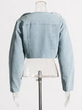 Personality Wind 2025 Autumn New Three-Dimensional Flower Denim Jacket Coat Half Body Short Skirt Suit