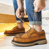 Zingj Style Retro Rock Carved Leather Shoes Men Leather Men's Cowhide Business Casual Men's Shoes Spring And Autumn