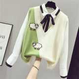 2021 new design cartoon knitted vest women casual cotton