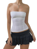Strapless Corset Tops Summer White Off Shoulder Tanks Women Sleeveless Tube Top Sexy Skinny Fit Bustier
