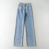 Leg Pant Women Jeans Autumn Winter High Waist Slouchy Black Straight Leg Denim Trouser Fall Casual High Street