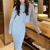 Zingj 2023 Socialite Royal Sister Fashion Senior Knit Top Skirt Two Sets Of Small Fragrant Wind Professional Suit Female-Outfit